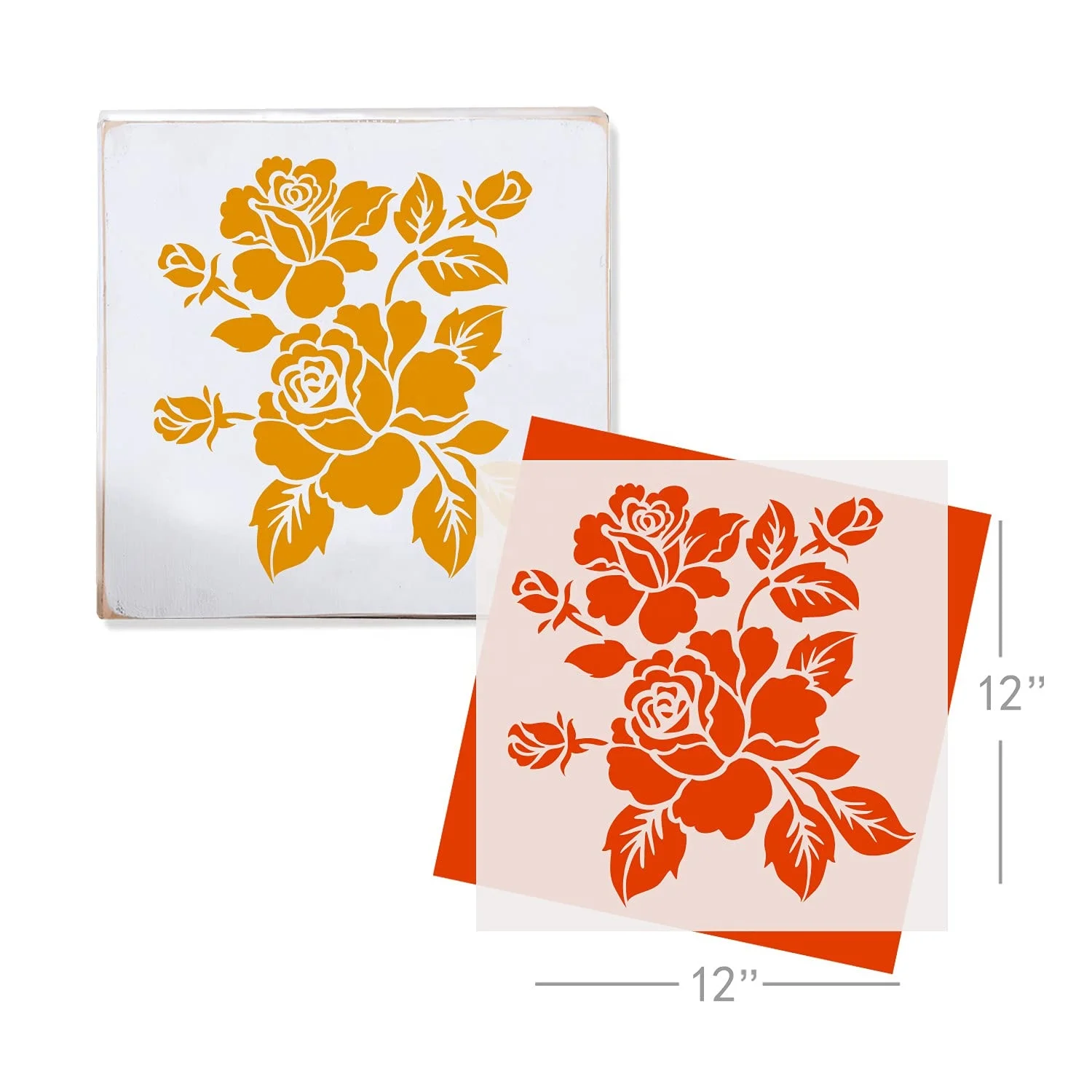 12x12 Inch Designs Bloom Rose Stencils for Painting Wood Canvas Paper Fabric Walls Furniture