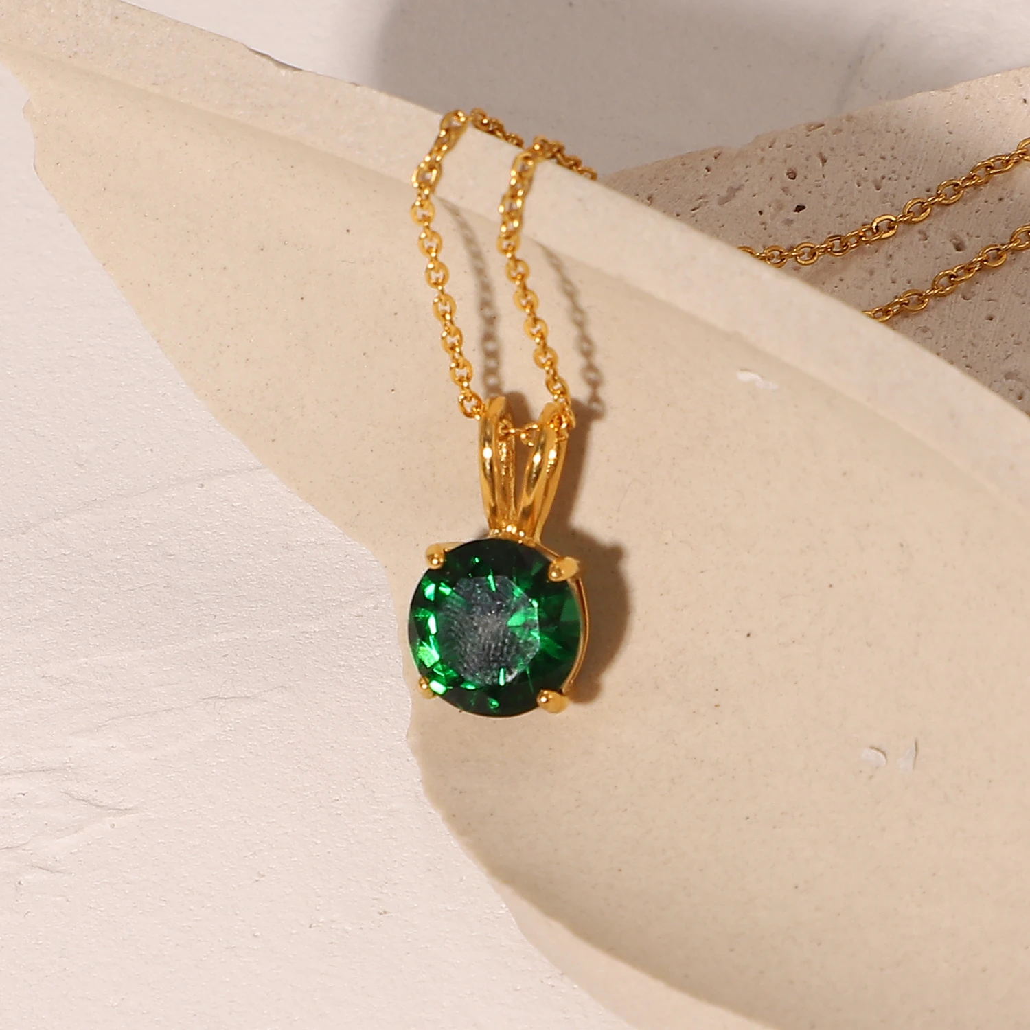 New tarnish resistant stainless steel 18k gold chain 12 month birthstone crystal diamond pendent collarbones necklace for mom