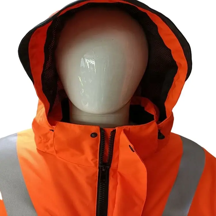 Reflective Safety Jacket Polyester Oxford Fabric Internal Pu Coated Waterproof And Breathable Reflective Jacket