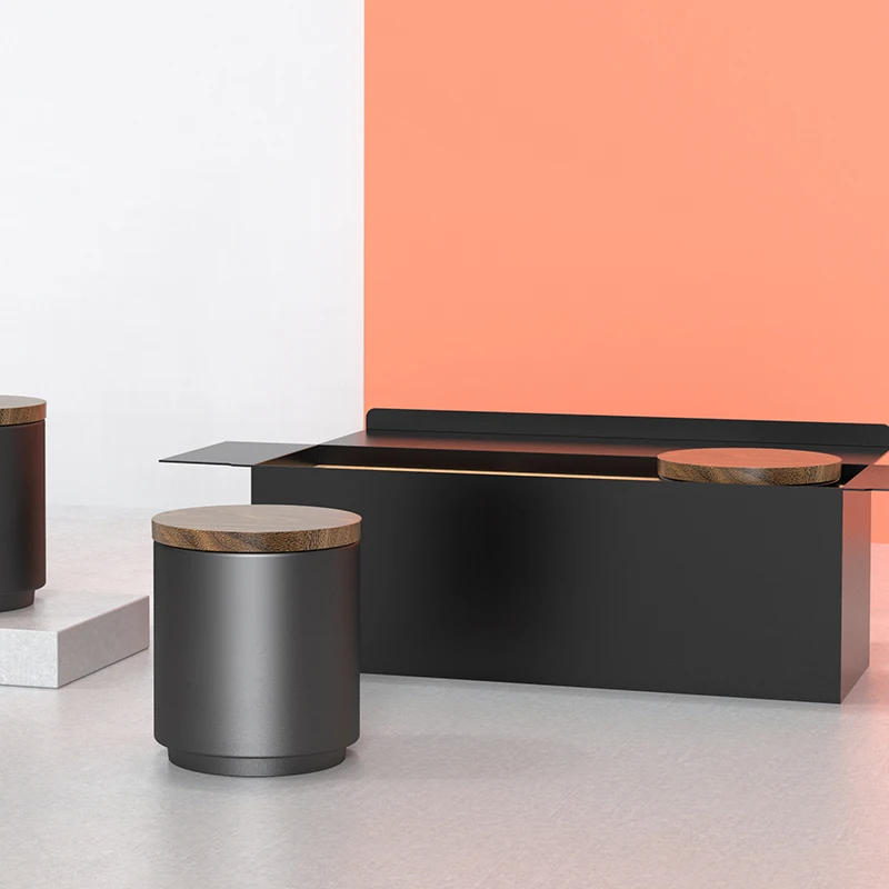 DHPO Black White Tea Biscuits Bean Suger Coffee Jars Canisters 3 Pcs Sets With Bamboo Lid for Kitchen Storage