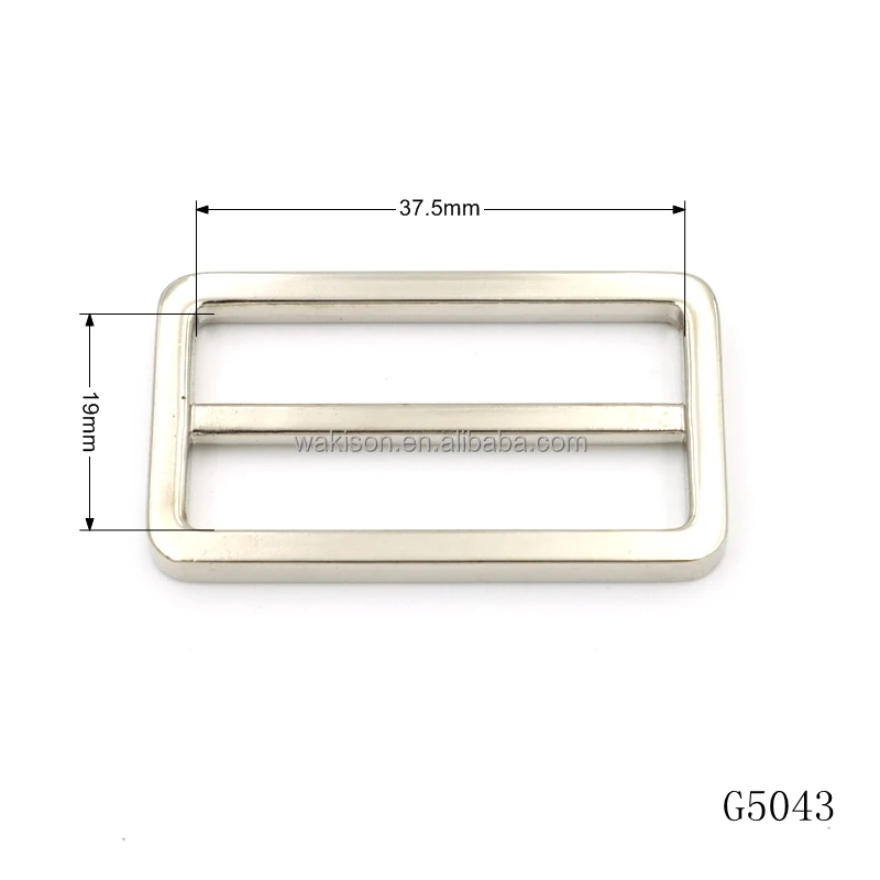 Good Quality bag hardware manufacturer blank flat square adjuster buckle 38mm metal sliding bar buckle