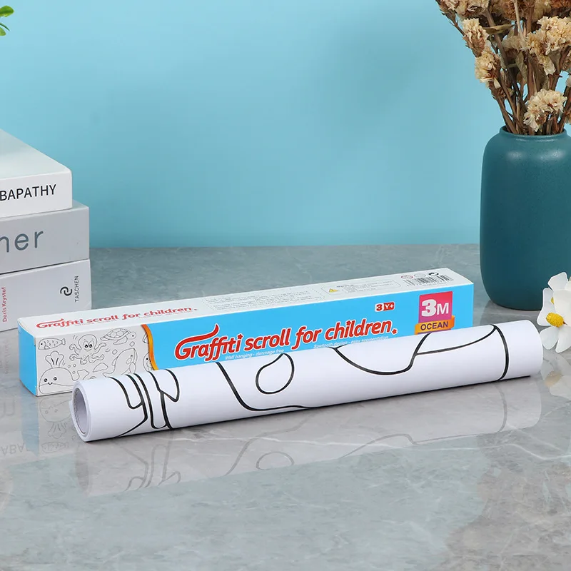 Popular 30*300cm Cartoon Graffiti Scroll Children Art Drawing Roll Paper for Kids