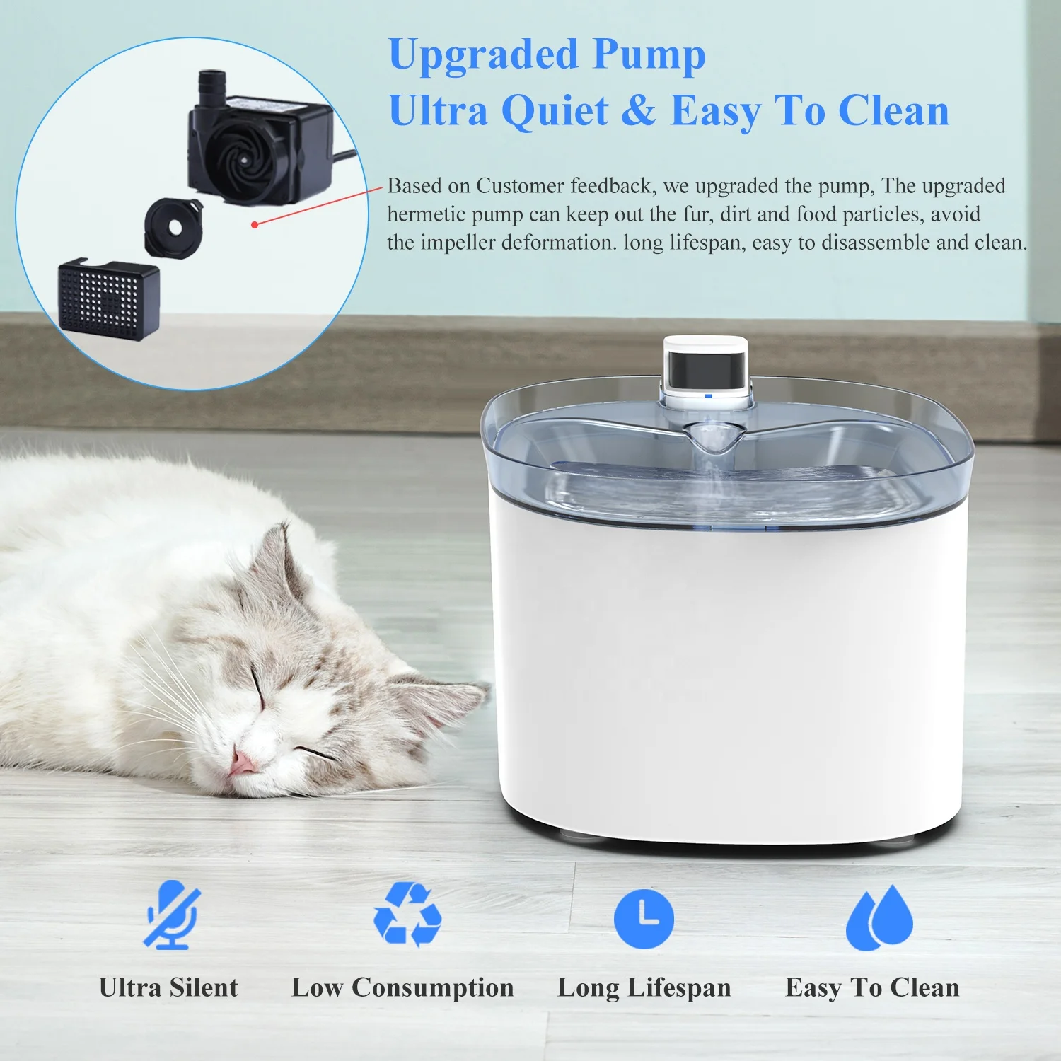 2.5L Electronic Insulated 2.4L Multifunctional Drinking Fountain for Dogs and Cats Animal Smart Pet Feeder Water Fountain
