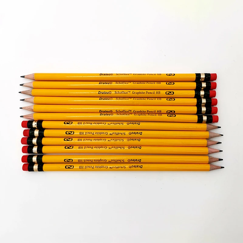 cheap yellow barrel hb #2 pencil wooden graphite lead pencil set with eraser
