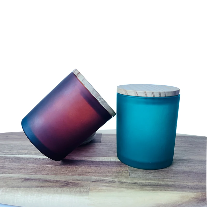 Luxury matte black glass candle jar container with metal gold and silver cover, bamboo and wood cork cover 7oz 8oz 10oz 16oz