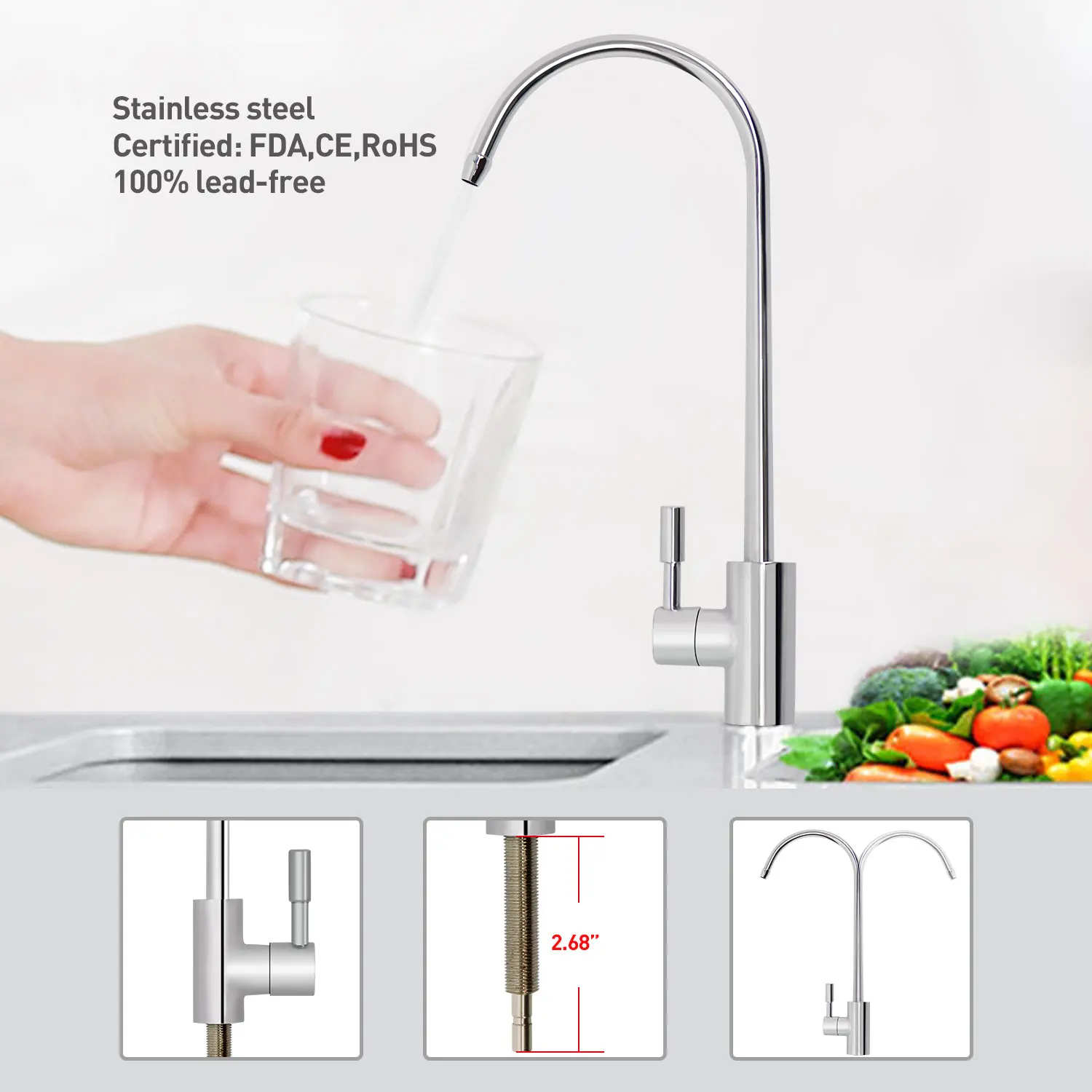 Hikins 150GPD Pumpless Drinking Water Filter Alkaline 6-Stage Reverse Osmosis System Under Sink RO Water Filter System