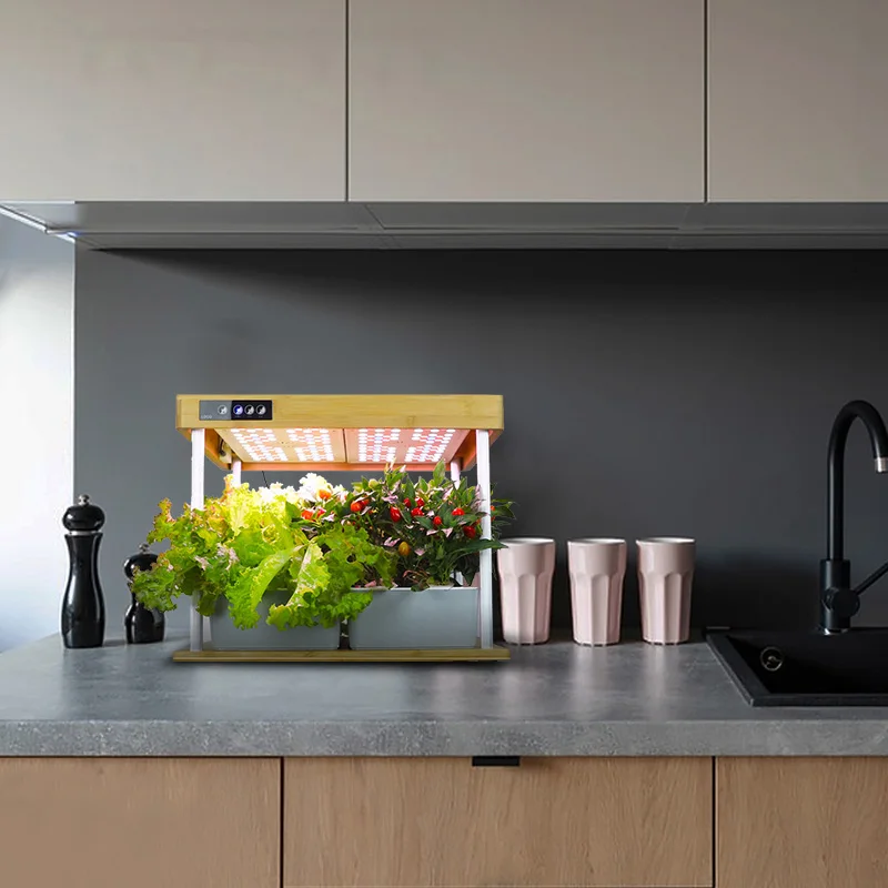 GMY Bamboo Hydroponics growing system 16 Pod Planter Balcony Flowerpot Indoor Growing Lighting hydroponics system for home use