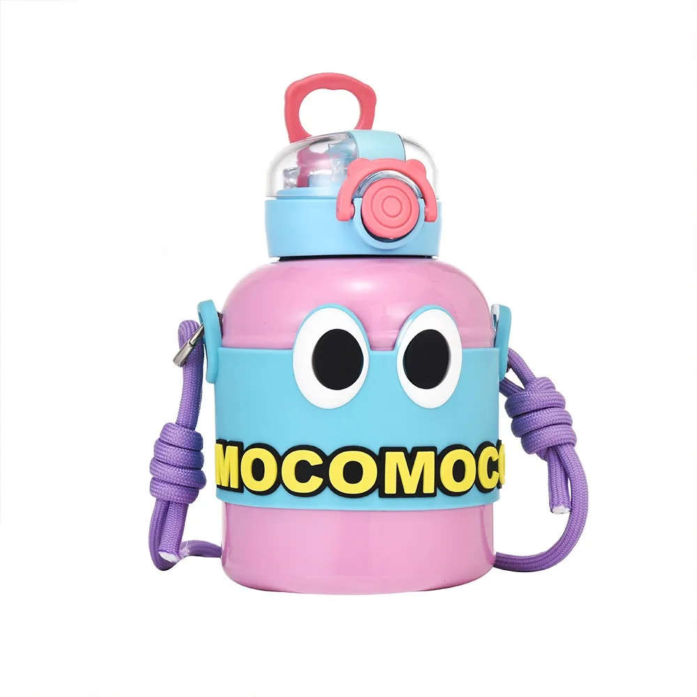 600ml Cute Belly Shaped Insulated Kids Water Bottles Stainless Steel Vacuum Flask with Rope