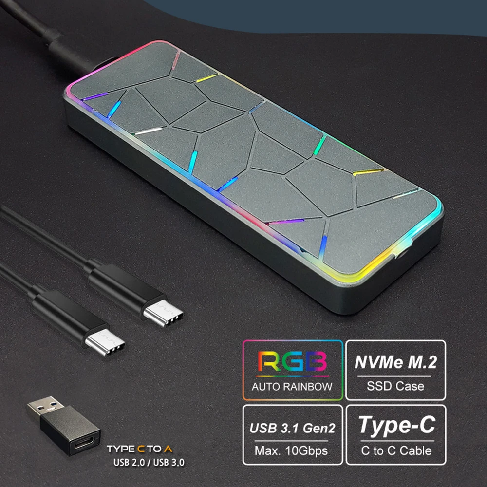  Новейшая подсветка M.2 Nvme Rgb корпус SSD портативный для жесткого диска копия и передача