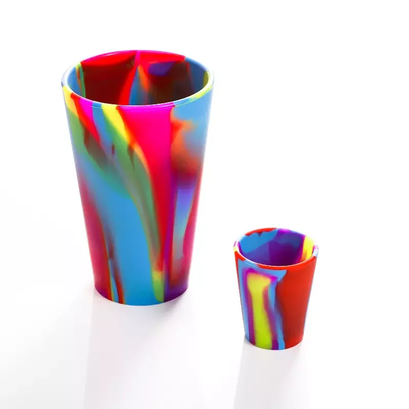 Unbreakable Life Shatterproof Tie Dye Variety Silicone Water Bottle Reusable Durable  Silicone Color mixture Cups