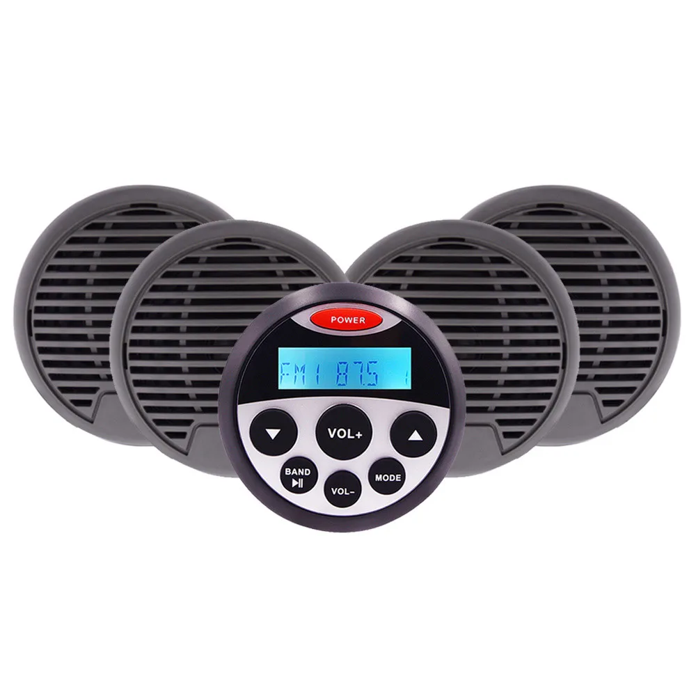 
Waterproof Marine Radio Stereo Bluetooth Audio Sound System FM AM Receiver Car MP3 Player+2 Pair 3