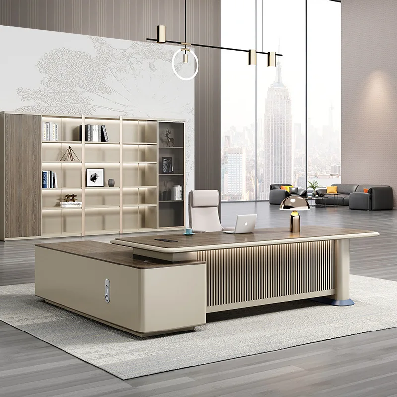 Роскошная современная офисная мебель для руководителя, L образный дизайн, офисный стол, деревянный стол для руководителя, стол для руководителя (1600486701083)