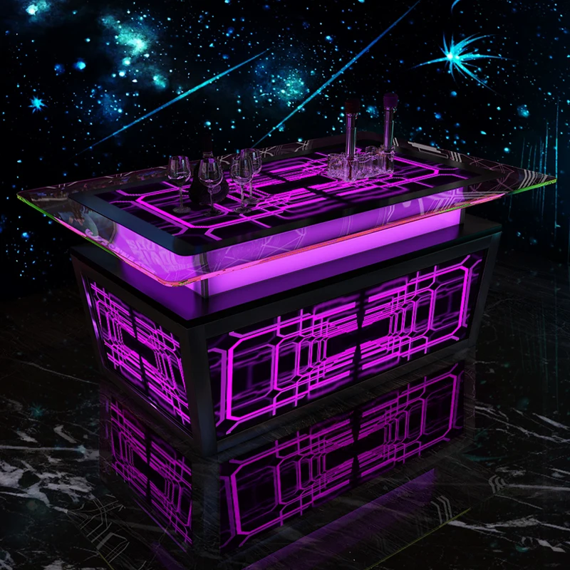Luxury Ktv Pub Furniture Cafe Dj Snack Led Color Changing Light Up Bar Cocktail Party Table