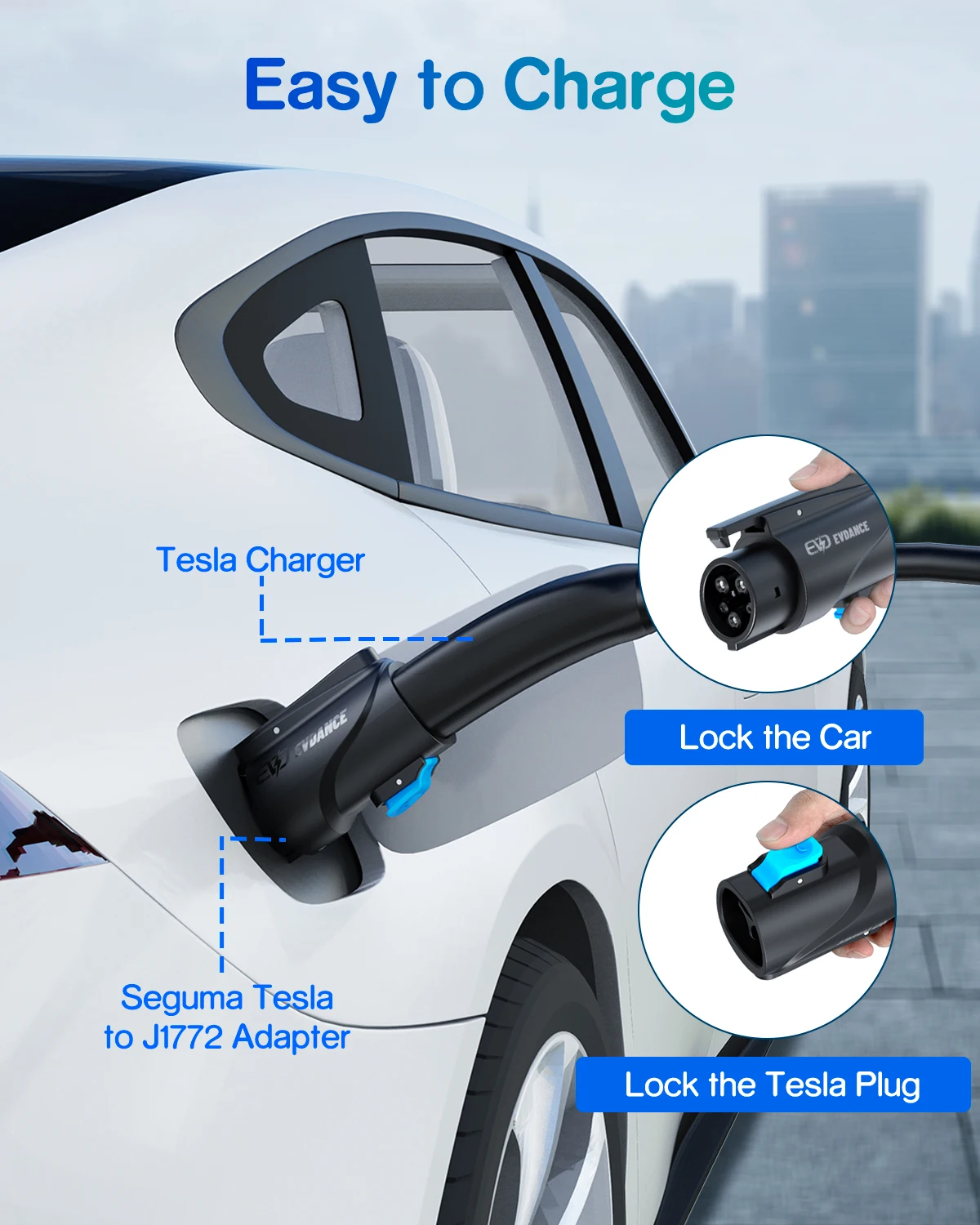 80 Amp Tesla to Sae J1772 Adapter TSL Fast Charging Connector Tesil Socket Switch Adaptateur A EV Charger Converter with plug