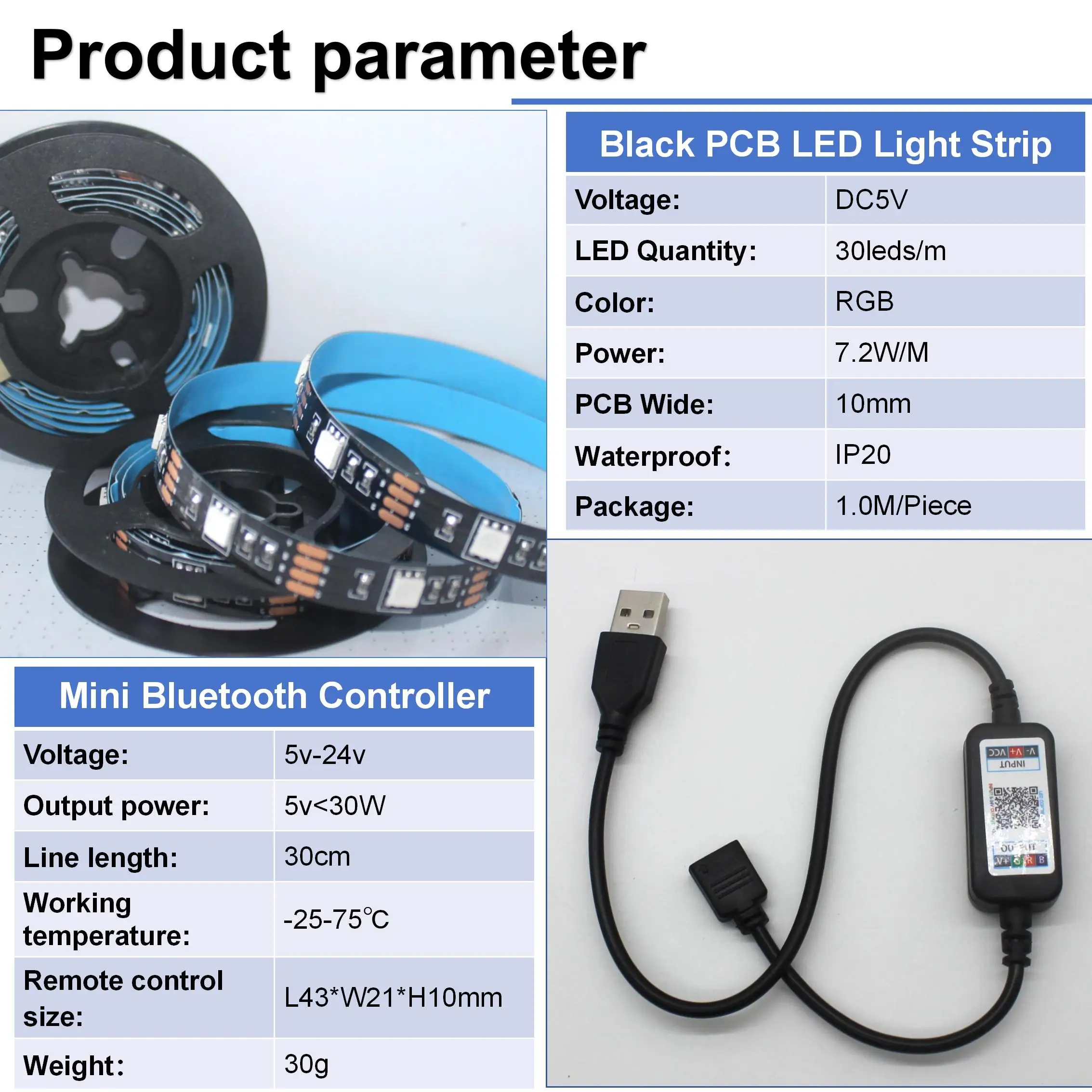 Производитель мини RGB синий зуб 1 м набор 5 В USB Светодиодная лента с приложением диммер