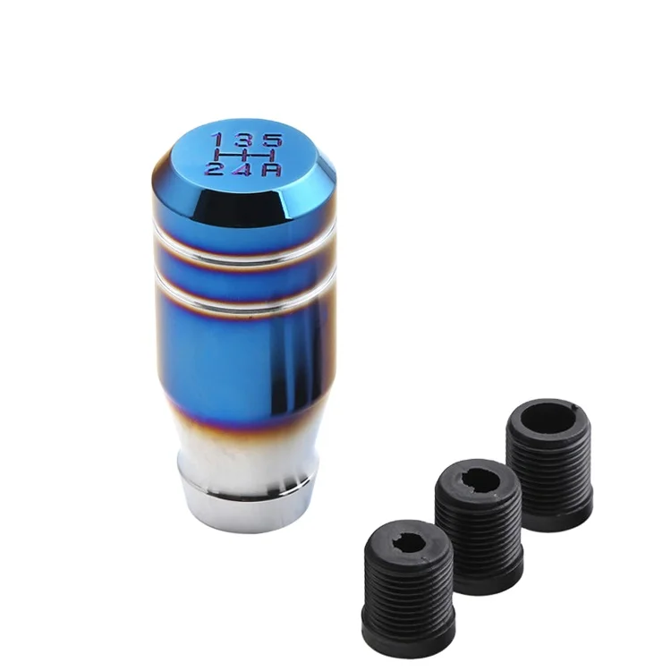 Dtouch Universal CNC Aluminum Alloy Roast Blue 5 Speed Car Manual Gear Shift Knob Shifter Handle Lever Stick with 3 Adapters