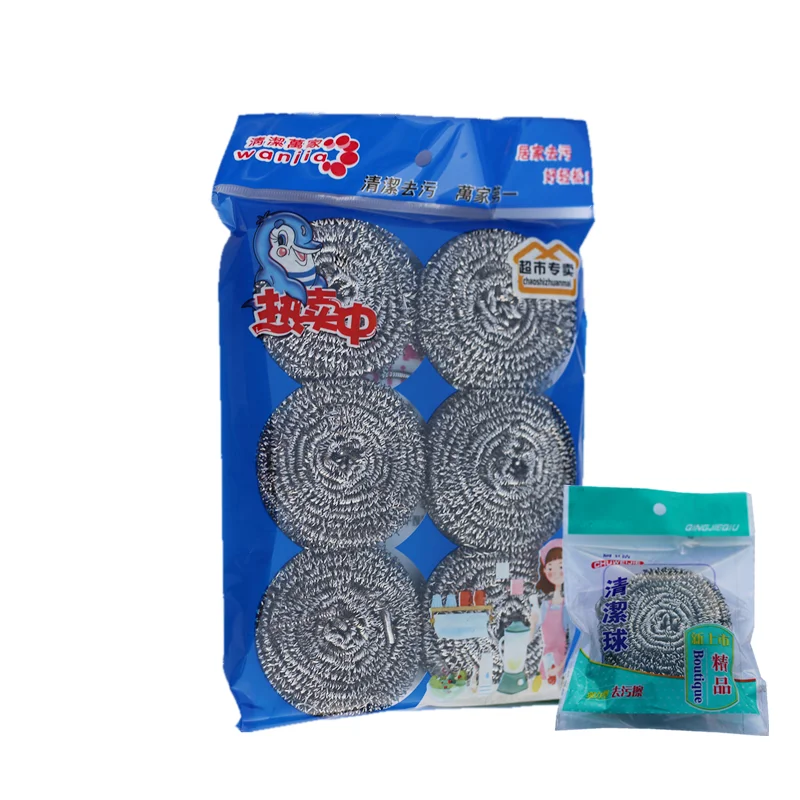 China Factory Direct Sale Stainless Steel Wire Mesh Pot Scrubber For Dishes Heavy Duty Kitchen Cleaning Metal Scourer
