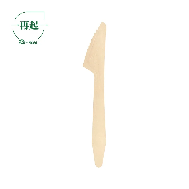 
165mm Disposable Wooden Knife with Embossed Handle, Flag Shape 