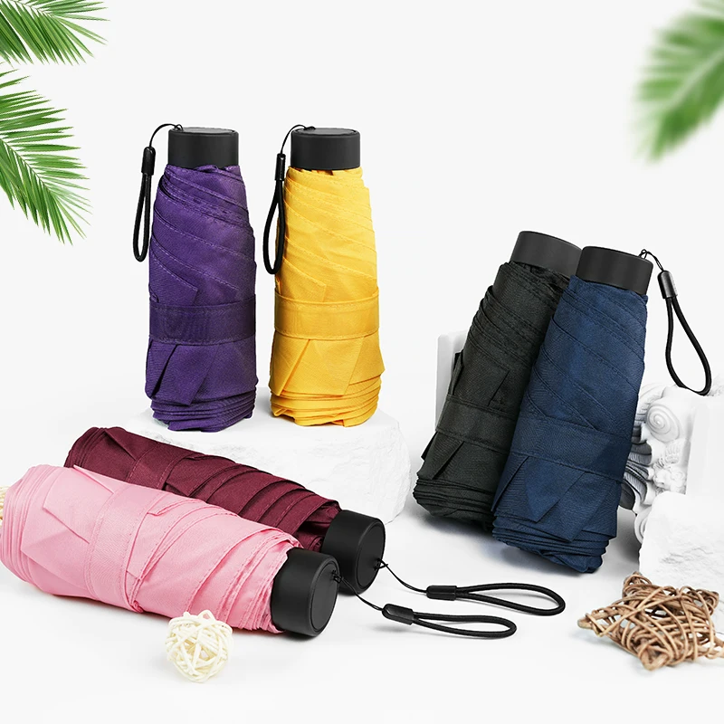 19 Inches Super Light Mini Small Umbrella Sun Protection Custom Logo Manual Open Flat Folding Umbrella