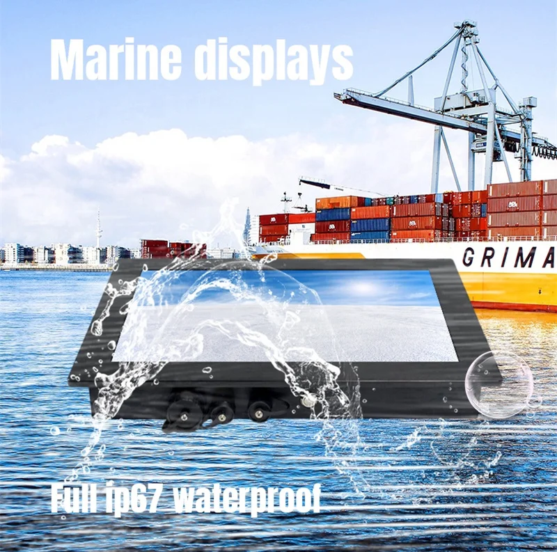 7 Inch - 24 Inch Marine Displays Ip67 Ip65 Waterproof 1000 Cd/m2 1500 Nits High Brightness Touch Screen Lcd Monitor
