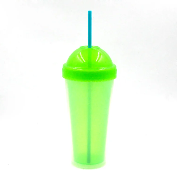 
100% Safe Material PP Pink Plastic Water Bottle with Easy Clean Lid Straw 