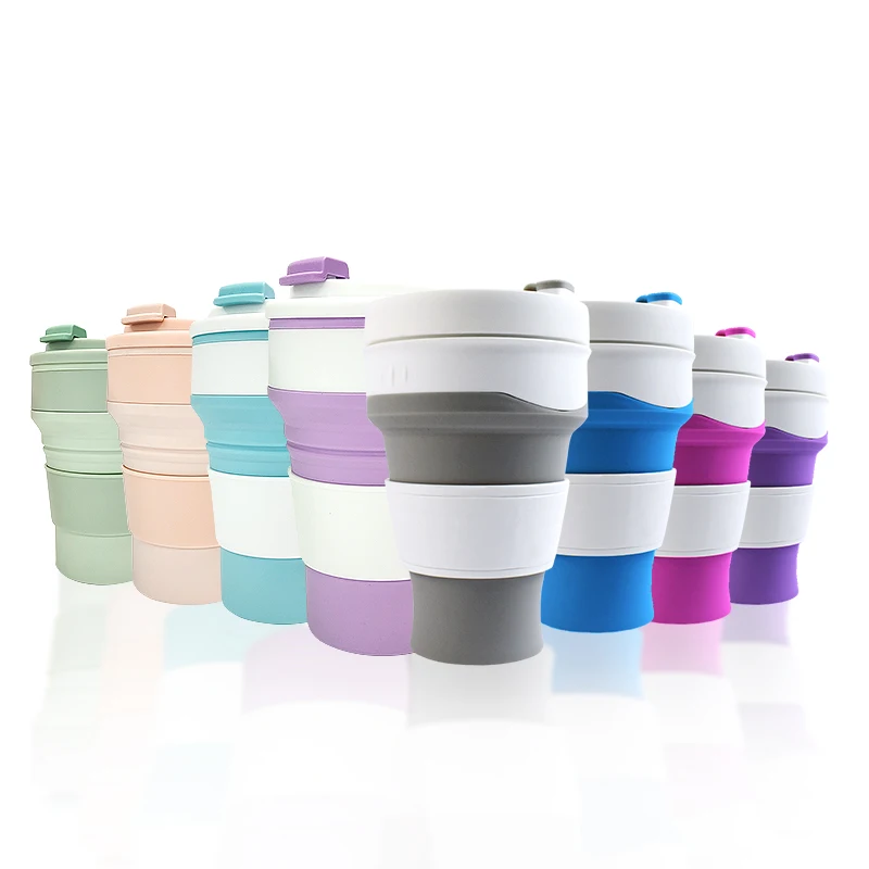 Hot sale collapsible easy to carry outdoors for sports water bottle silicone collapsible cup silicone foldingtravel cup