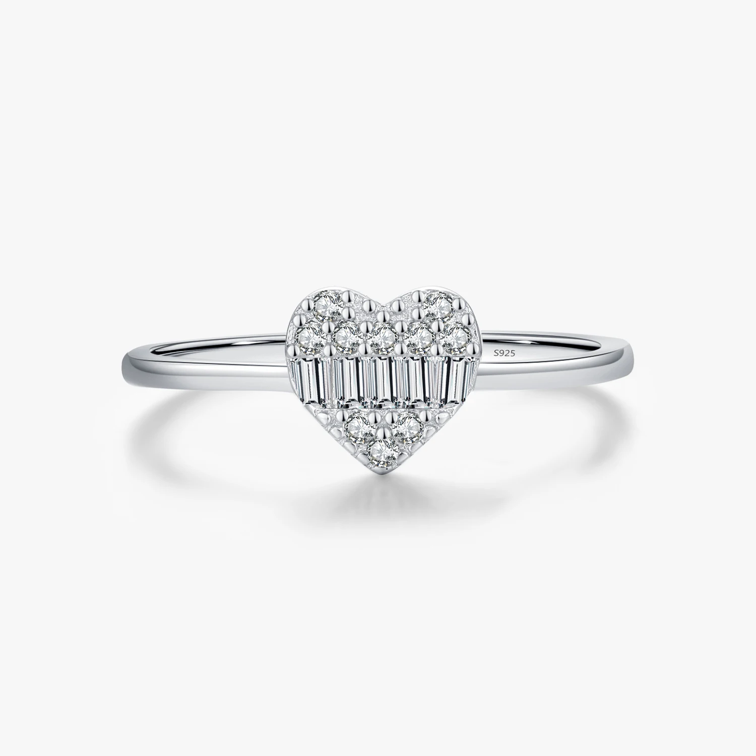 Wedding Platinum Plated Fine Jewelry 925 Sterling Silver Sweet Sugar Heart Love Dazzling Cubic Zirconia Rings For Women