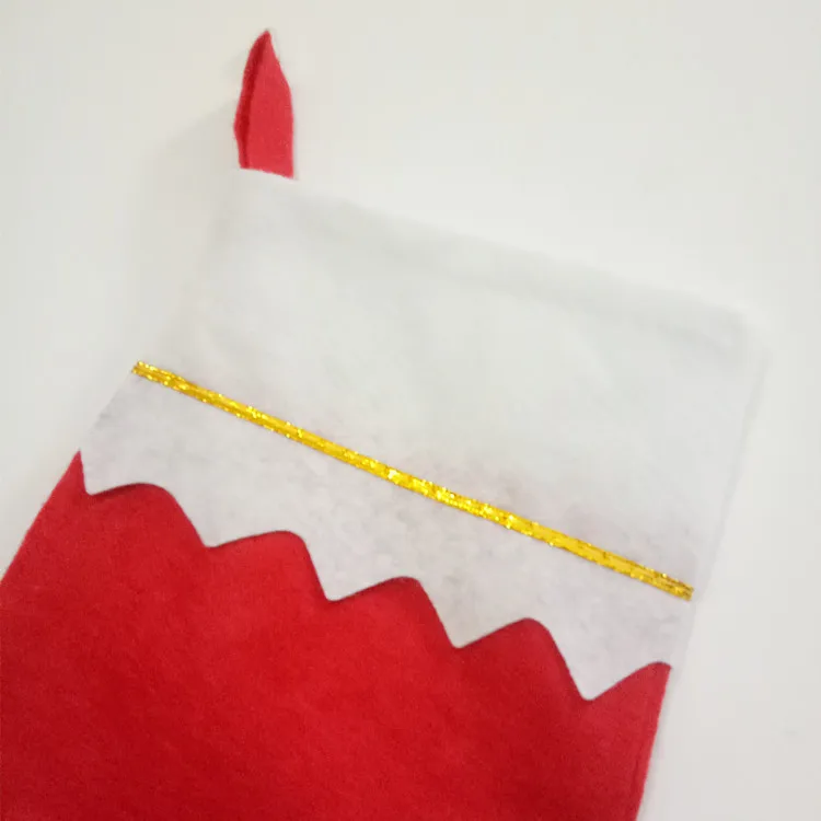 Wholesale non-woven felt Christmas Stocking Red Christmas Stocking hanging gift bag gold line Stocking Christmas decoration