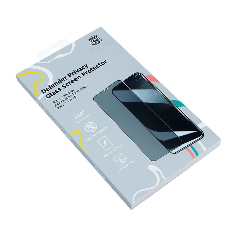 High quality FSC mobile phone accessories paper gift boxes Tempered Glass Protector packaging box with custom logo