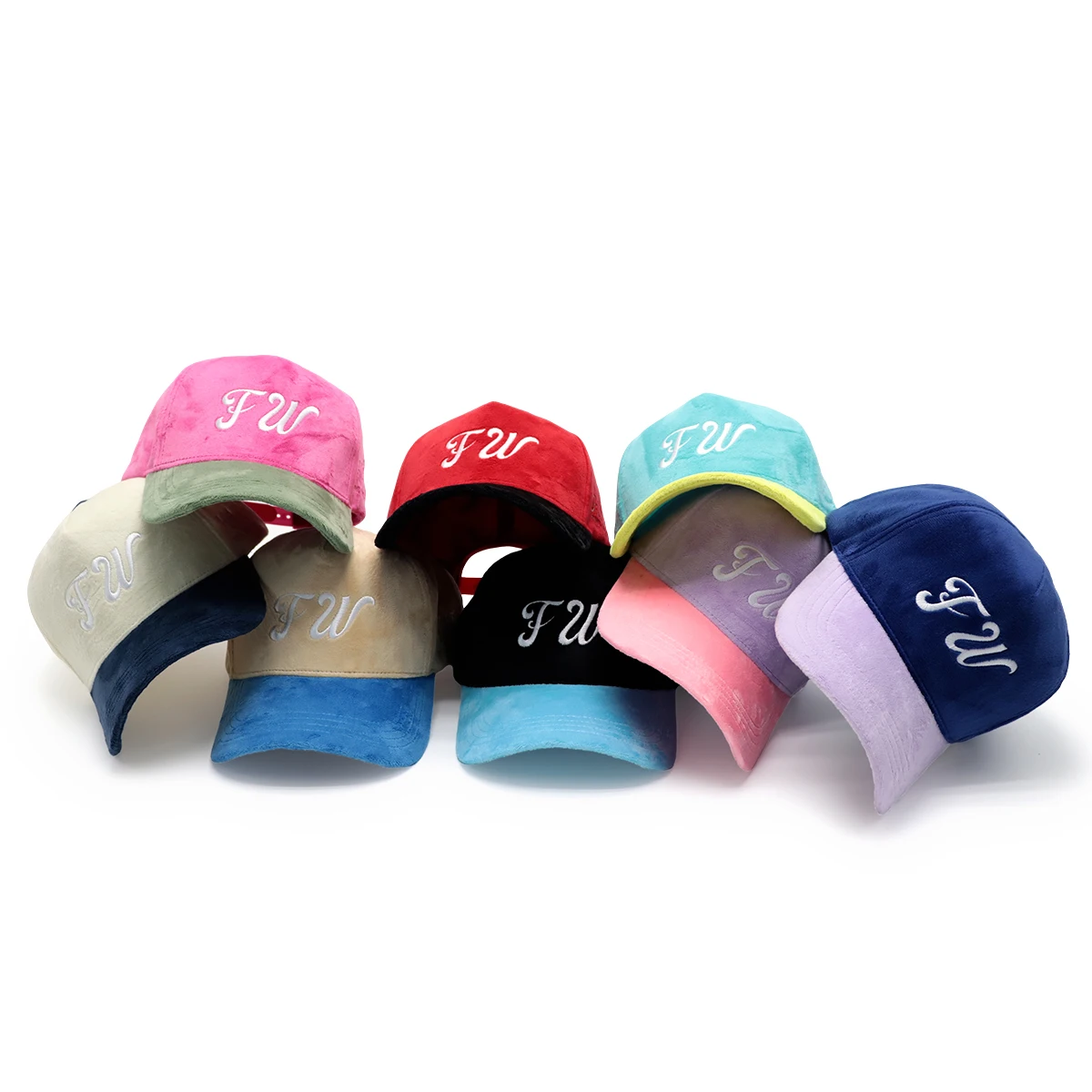 vintage two tone color embroidery logo hat custom velvet baseball caps
