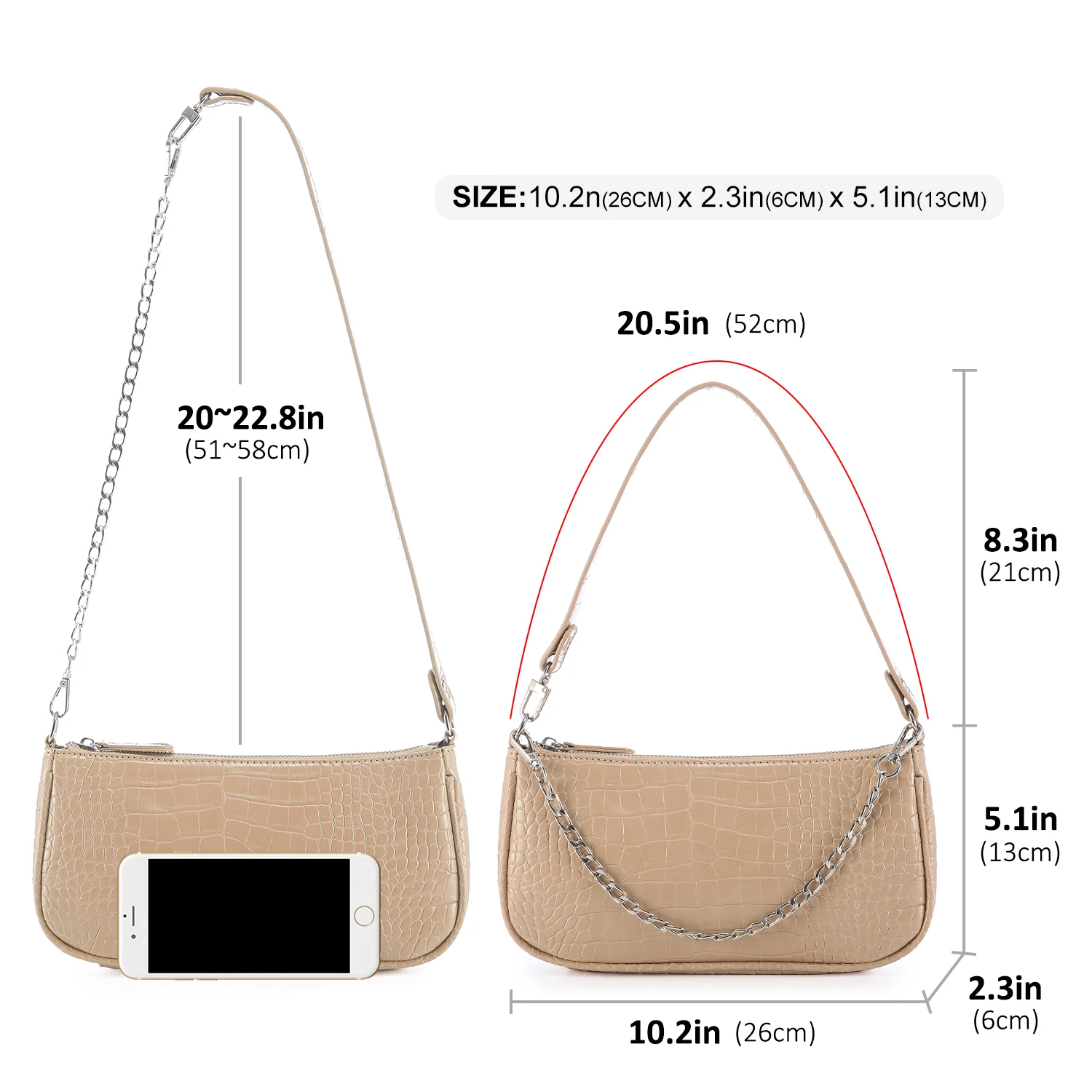 Fashion Ladies Retro Classic Tote HandBag Crocodile Pattern Clutch Mini Purse Shoulder Bags for Women 2023