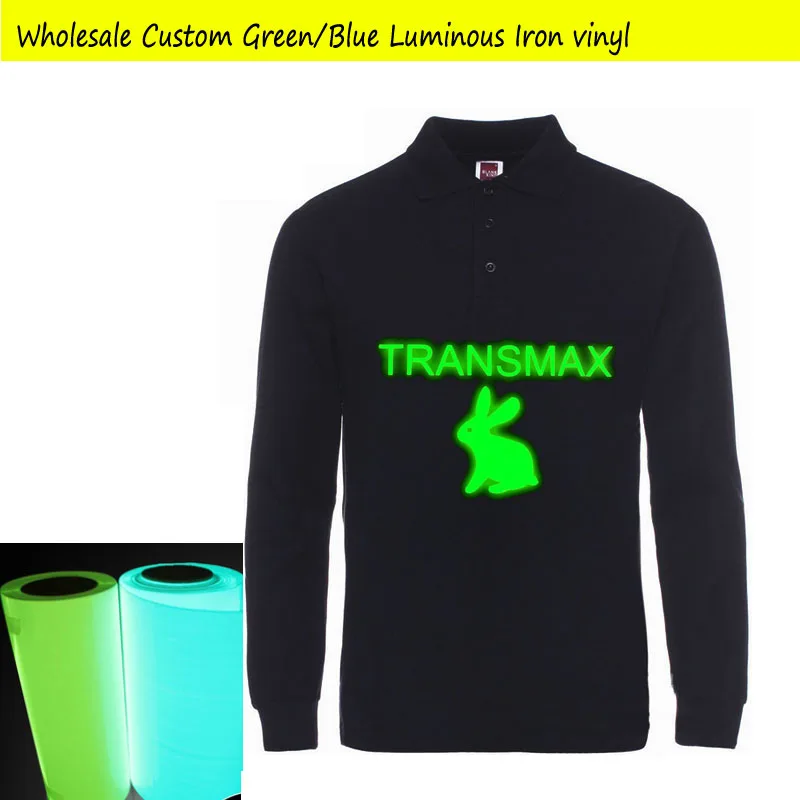 PU Glow In the Dark Heat Transfer Iron on T-shirt Clothes Custom LOGO Glow in Dark Vinyl Print  Luminous Heat Transfer-film