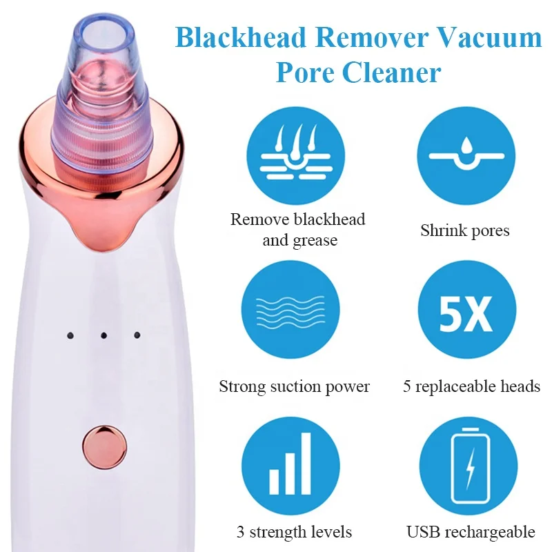 Electric Facial Nose Pores Cleaner Blackhead Vacuum Rechargeable Blackhead Remover Vacuum Pore Cleaner