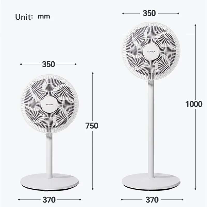 KONKA Pendulum 3 Speed Adjustable Floor Fan Electric Copper Plated Metal 16-Inch