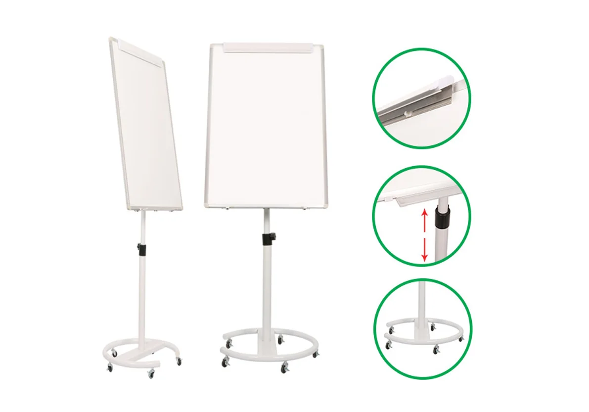 Top sale adjustable round tubes tripod flip chart magnetic whiteboard with stand for office and school movable whiteboard