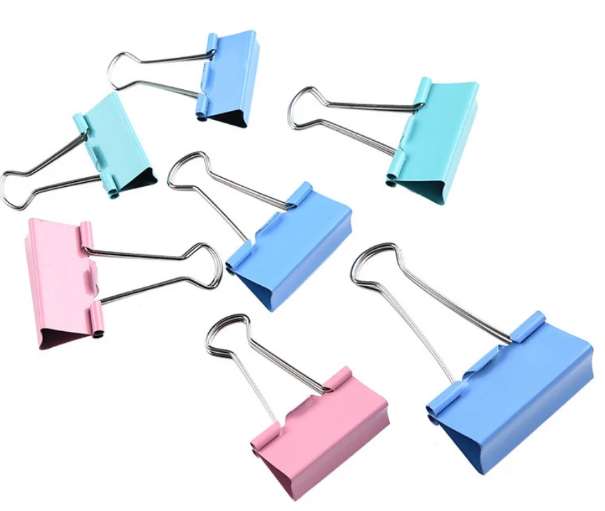Hot selling binder clips with black, green, yellow, pink, blue color for office use