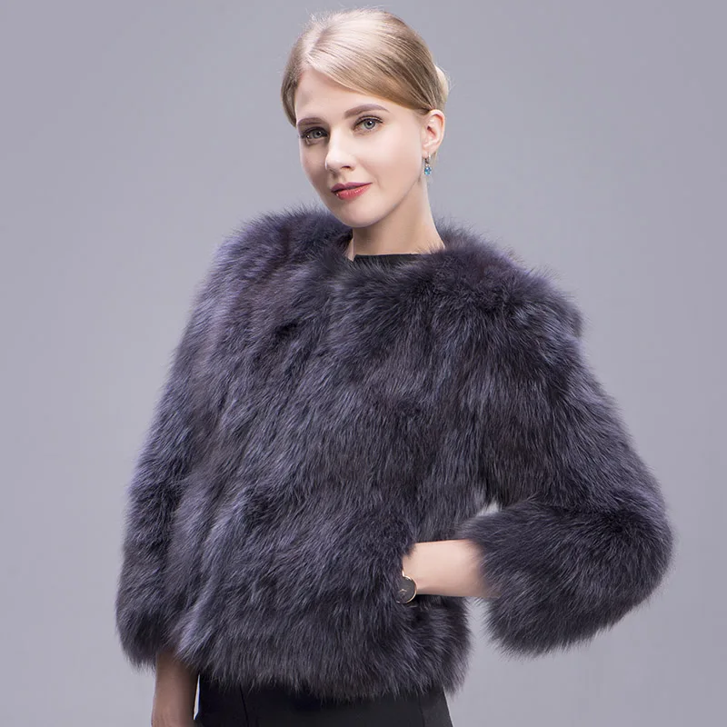 MWFur Fox Fur Coat Short Style Winter Street Fashion Fashion Long Sleeves Fox Fur Jacket Fox Fur Outwear For Fashion Lady