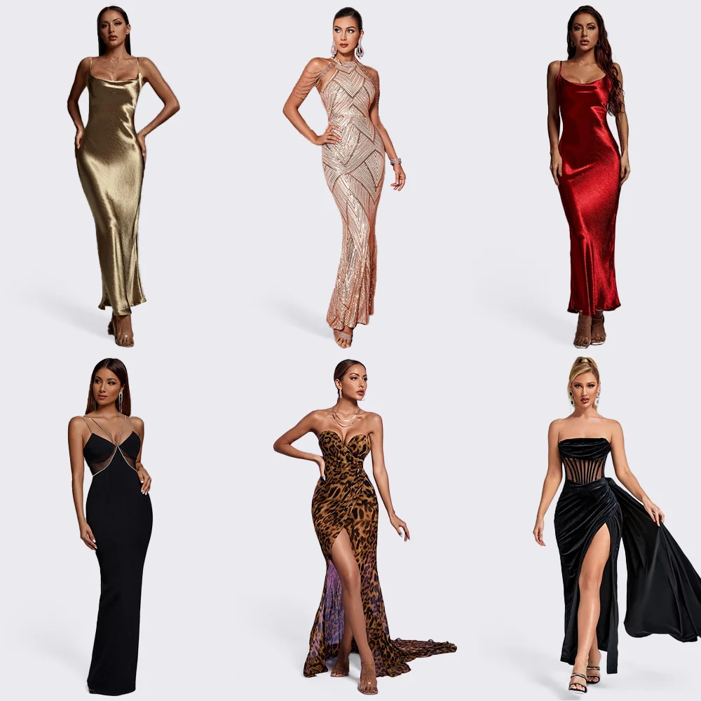 Wholesale Boutique OEM ODM Private Label Red Sexy Bodycon Maxi Prom Party Evening Dresses Women Lady Elegant