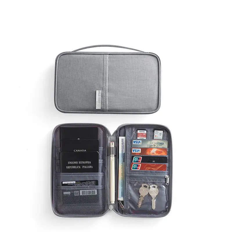 Multifunctional Family Travel Passport Holder With Hand Strap Credit Card Passport Wallet