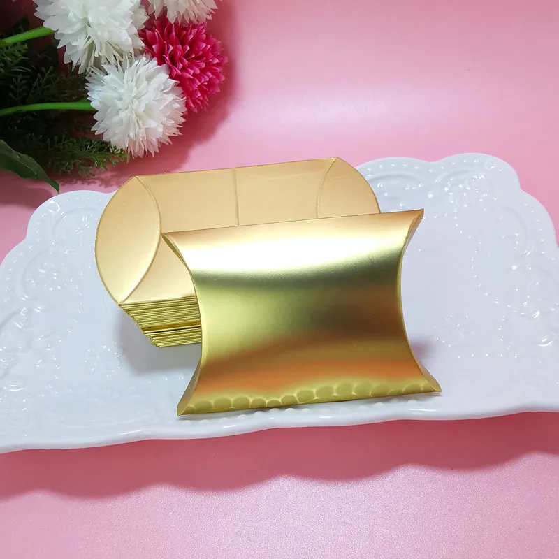 Custom Print Craft Pillow Box Pillow Shape Gold Foil logo Paper Cardboard Boxes
