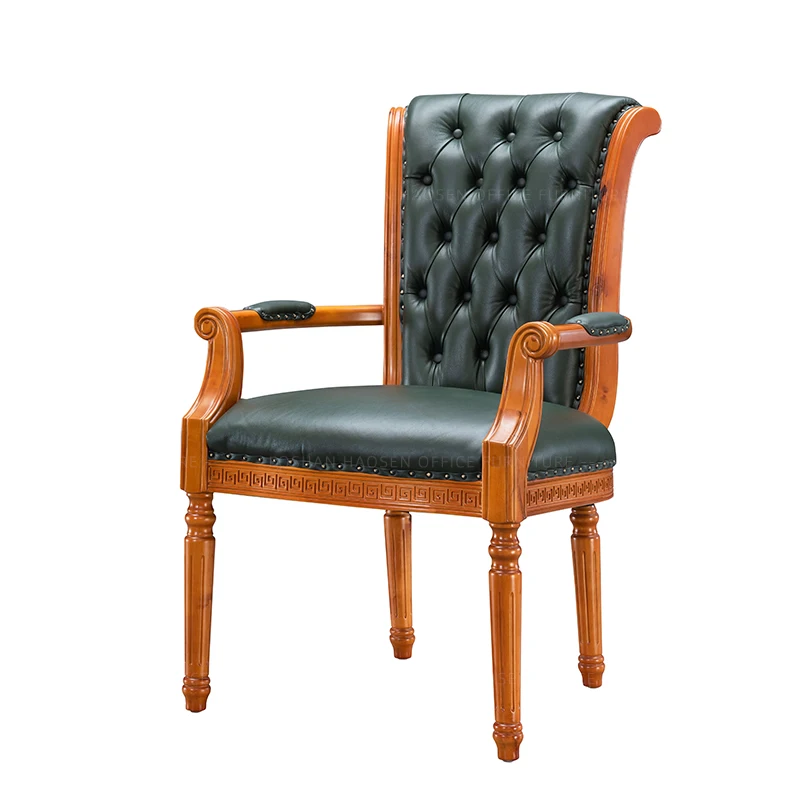 HAOSEN furniture sales wooden green leather high end office visitor conference chair