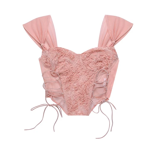 2023 Summer New Fashion Sweet Lace Strap Slim Sexy Tunic top for women