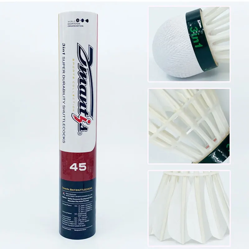 Dmantis D45 Best-selling 3in1badminton shuttlecock Goose Feather Durable for Training Game Ball Tournament