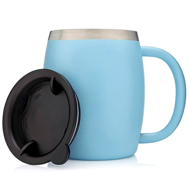 Insulated Cups With Handles Keep Drinks Hot Or Cold Stainless Steel Double Walled Mugs 100% BPA Free Metal Coffee Tea Cup Mug