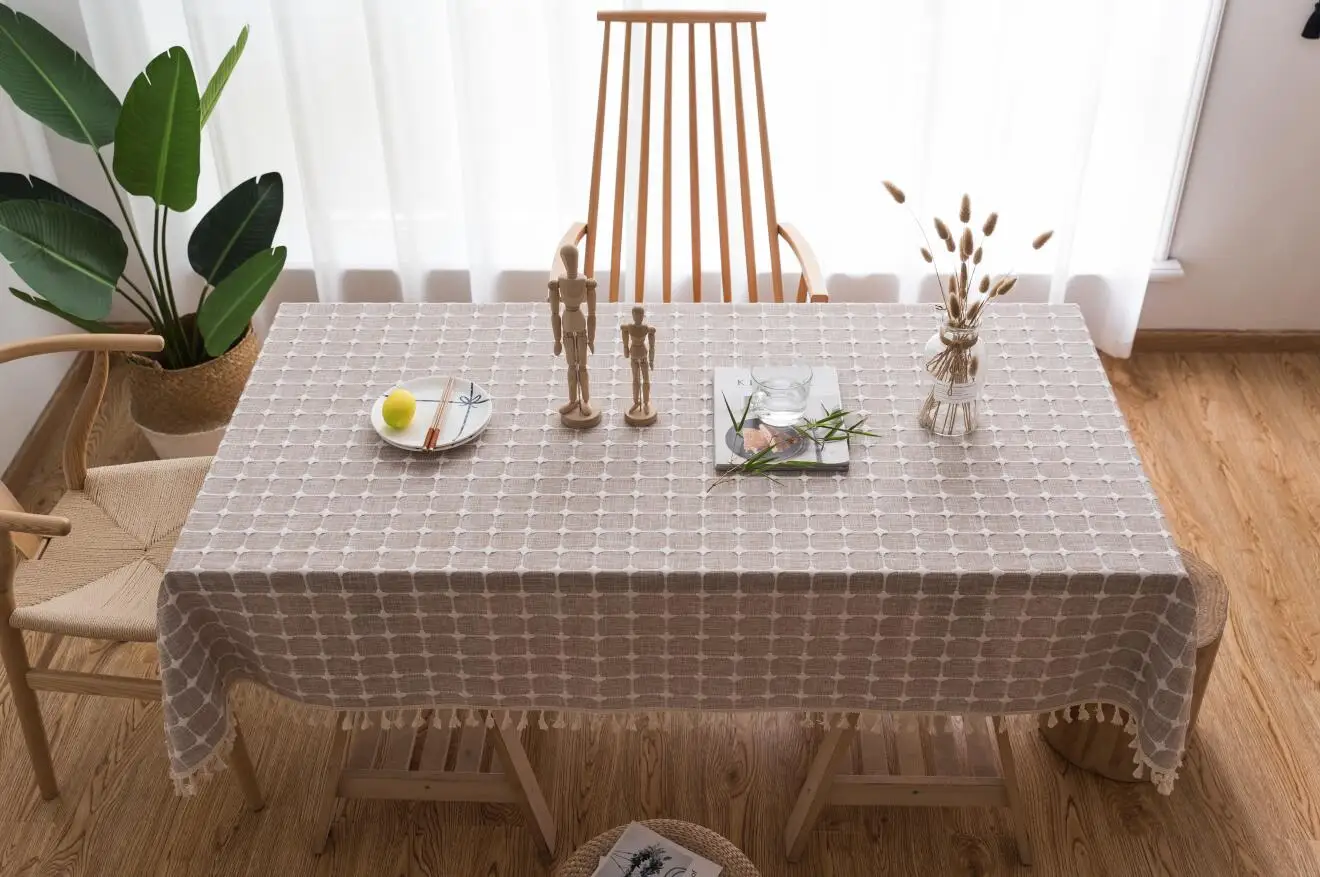 High Quality Cheap TableCloth Cotton linen Dining Table Cover Fabric Rectangle Table Cloth Wholesale