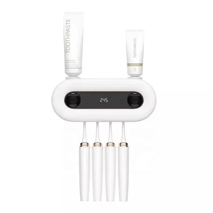 Wall mounted charging UV sterilization storage toothbrush holder and toothpaste squeezer two in one