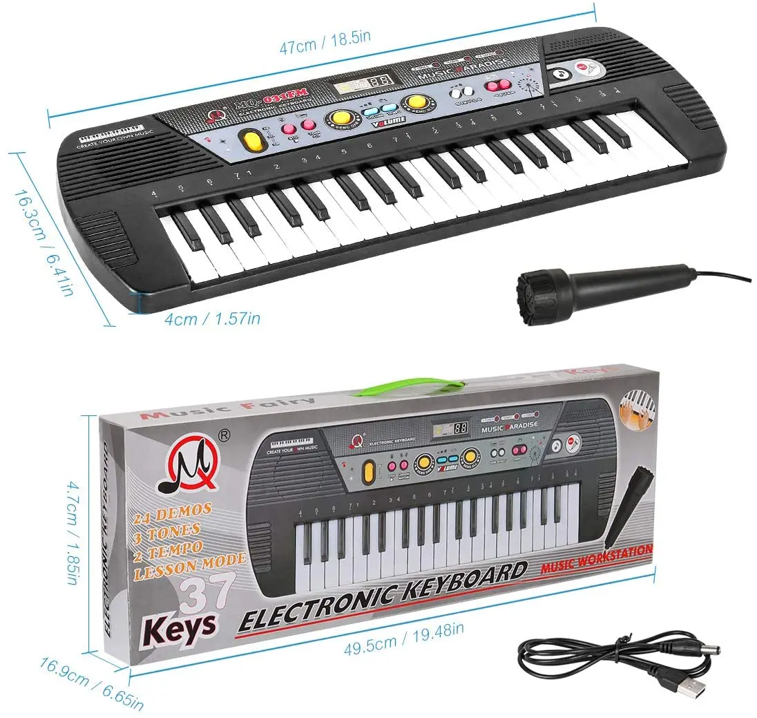 Дети 37 клавиш микрофон и Fm радио Функция Электронная музыка игрушки развивающие пианино игрушки Музыкальные инструменты для детей (1600242644865)