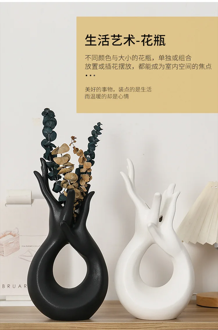 Nordic abstract body art ceramics advanced hand vases Decorative crafts Creative living room decoration pieces