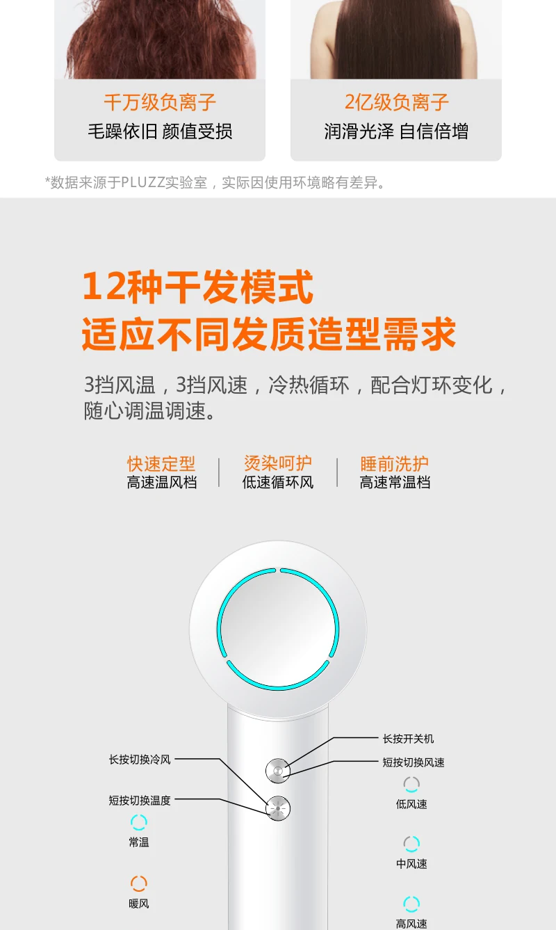 PLUZZ  New Ionic Hair Dryer 1650w  Blow Dryer Low Noise High Speed Electric Professional  Care Hair Dryer  H OEM/ODM