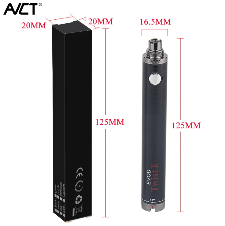 2021 hot Seller 510 CBD 1600mah Battery Adjust Voltage EVOD Twist II Cartridge Battery